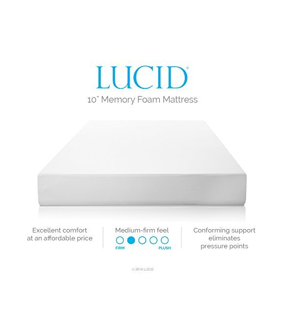 Lucid 10 Inch Memory Foam Mattress